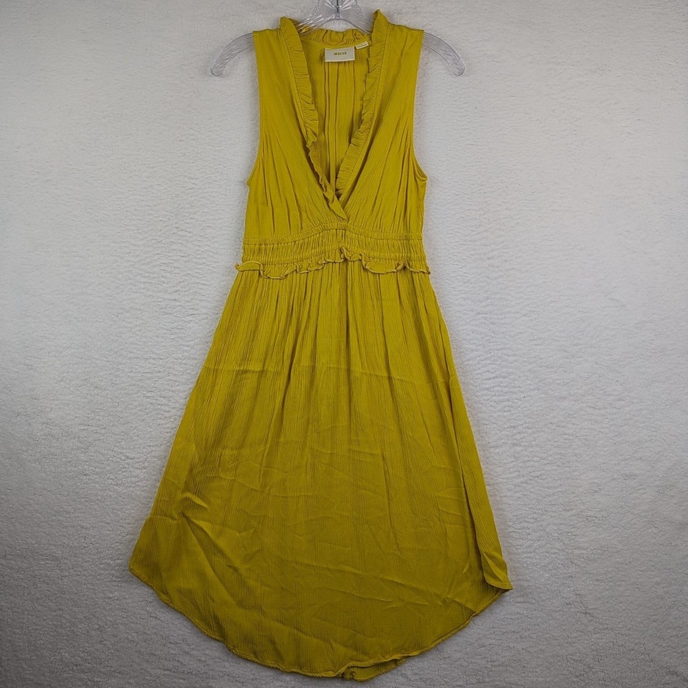 Anthropologie Maeve La Habana Midi Dress Sz Small‎ Mango Ruffle Sleeveless
